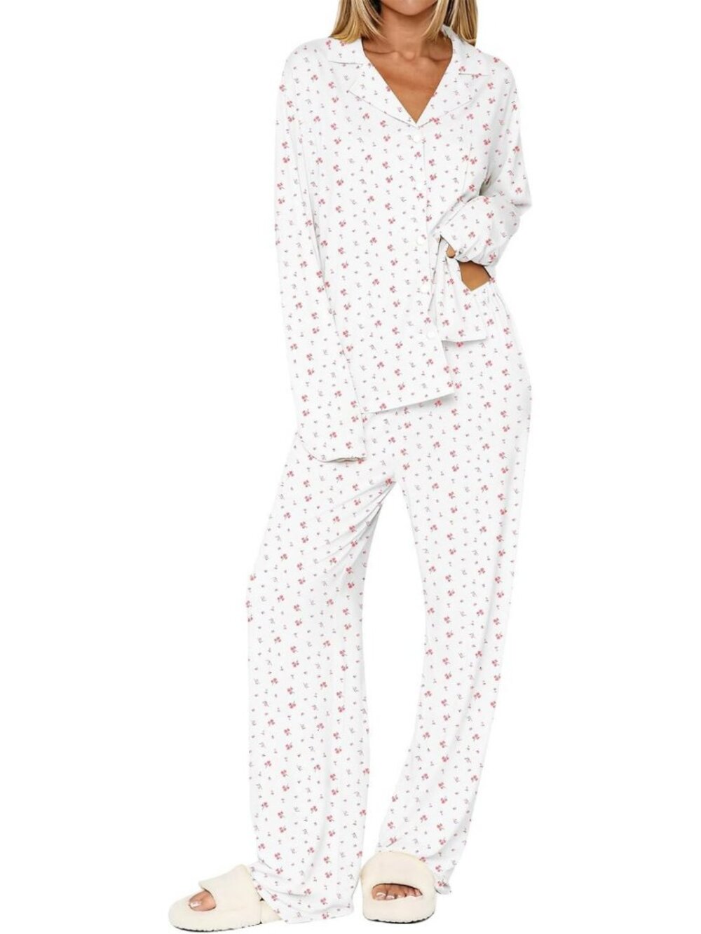 Cozy Long Sleeve Pajama Set for Women | Cute 2-Piece Fall Sleepwear Outfit
